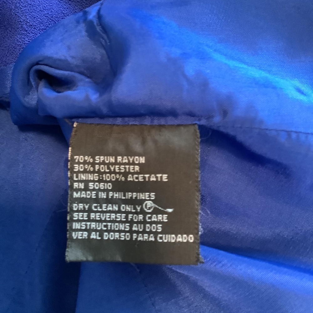 Kasper A.S.L Petite Lined  Blazer Royal Blue Size 12P - Picture 6 of 6